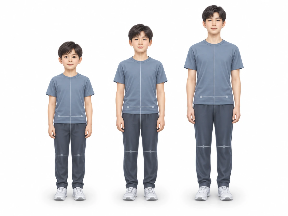 성장기 아이의 체형 변화 일러스트